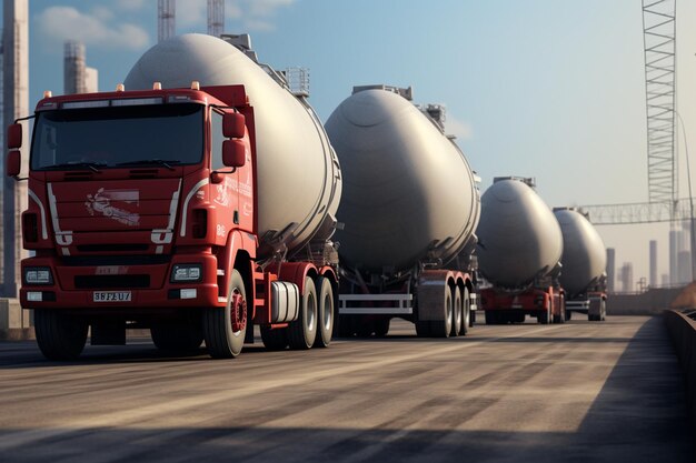 Camions à ciment en cours de livraison