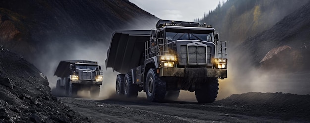 Camions de décharge miniers pour le transport du minerai de platine destiné au traitement