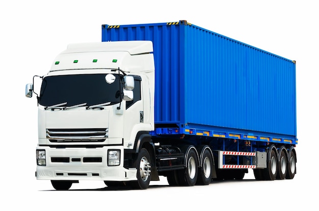 Camions semi-remorques isolés sur fond blanc expédition de fret conteneur de fret camion logistique