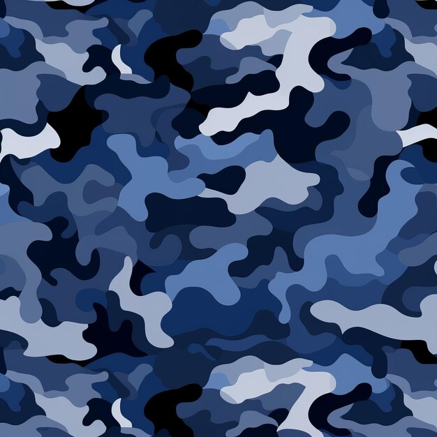 Camo Chic Navy Blues noir et gris Un motif répétitif sans couture