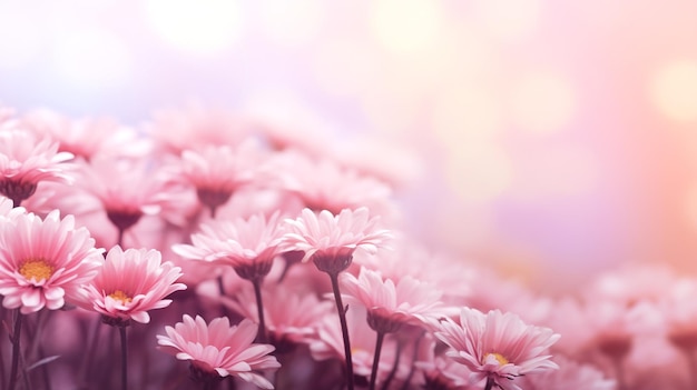 Camomille rose sur un fond rose avec bokeh