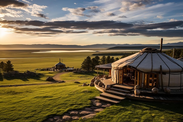 Le camp de luxe nomade de Ger dans le parc national mongol de Khustai