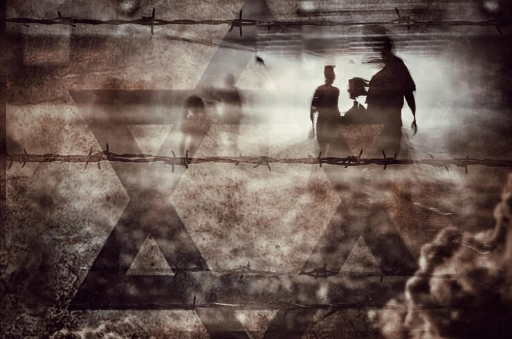 Photo le camp de la mort d'auschwitz les fantômes des prisonniers torturés du camp de concentration d' auschwitz