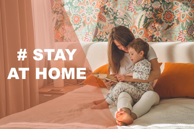 Campagne de médias sociaux Concept Stay at Home pour la prévention des coronavirus