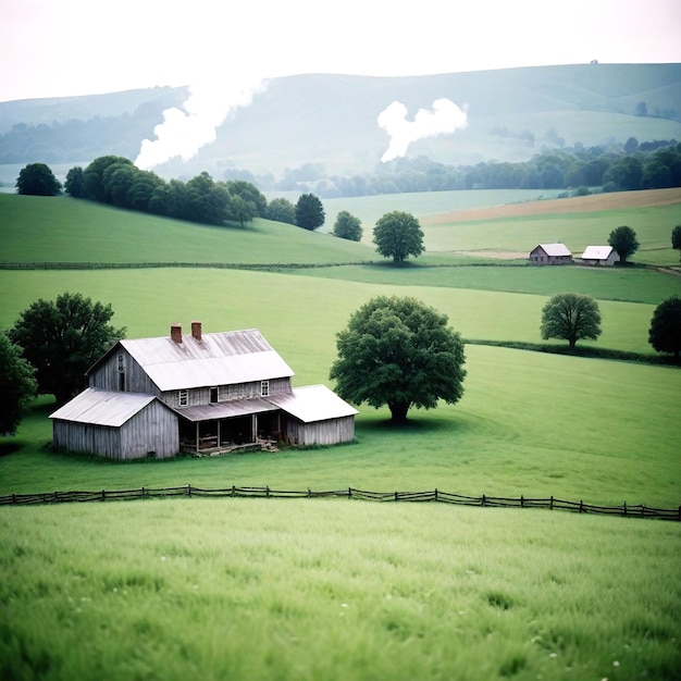 Une campagne paisible avec des collines vallonnées