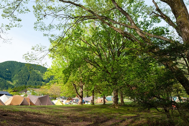 Camping du lac Tanuki dans la ville de Fujinomiya Shizuoka Ken Japon