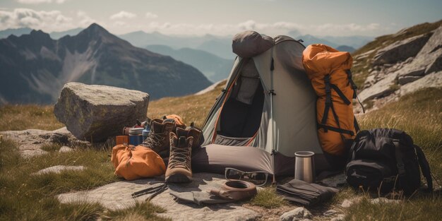 Camping de montagne et équipement