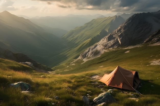 Camping en montagne Réseau de neurones généré par l'IA