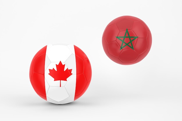 Le Canada contre le Maroc en fond blanc