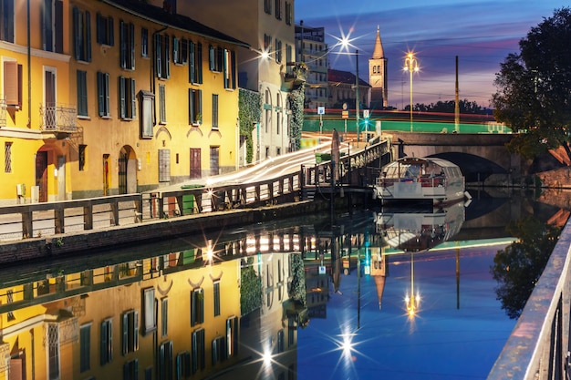 Canal Naviglio Grande à Milan, Lombardie, Italie