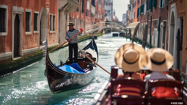 canal de Venise avec un touriste en gondole