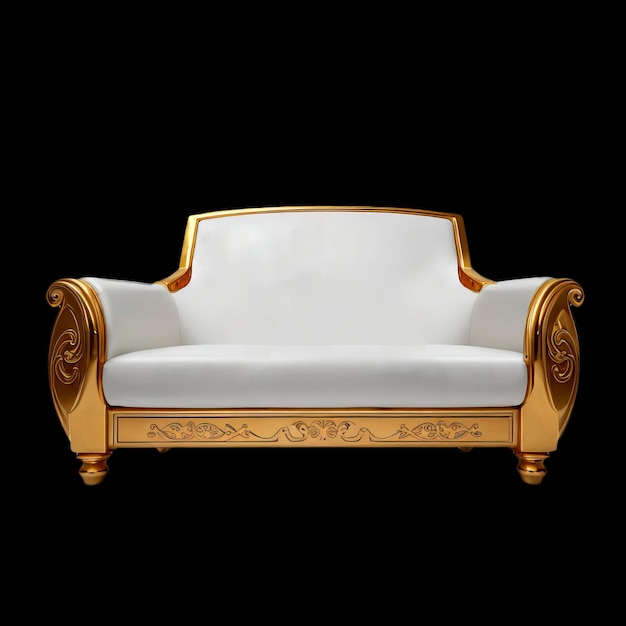 Un canapé blanc élégant et luxueux avec des ornements dorés
