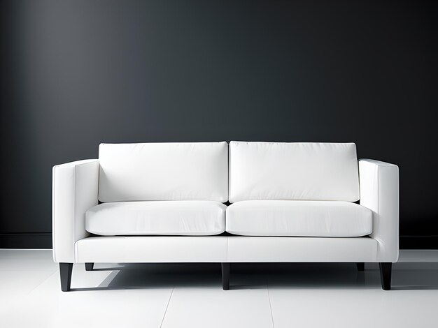 Canapé blanc moderne sur fond noir généré par l'IA