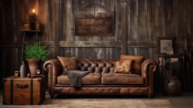 Un canapé brun confortable