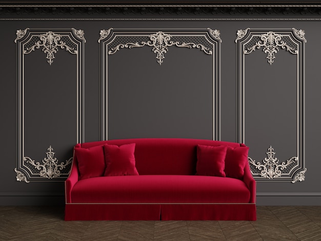 Canapé classique dans un intérieur classique avec espace copie