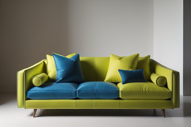 Un canapé créatif, coloré et élégant dans l'intérieur généré par l'IA