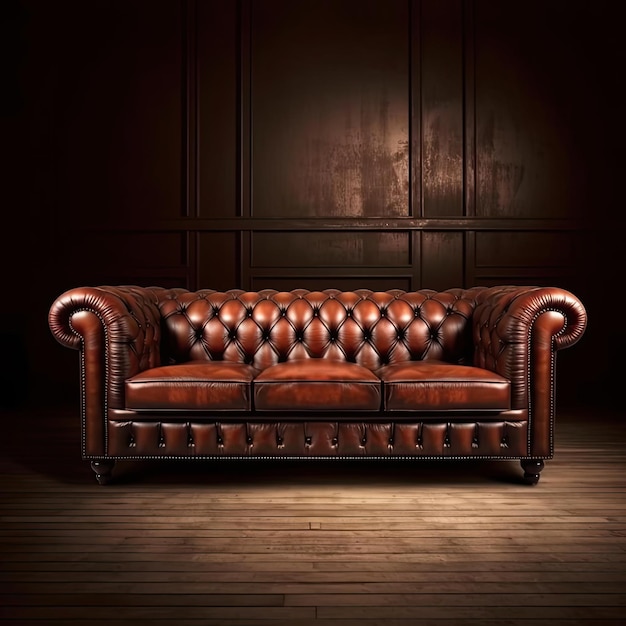 Canapé en cuir de luxe dans une pièce sombre