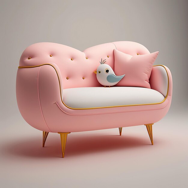 un canapé de designer d'illustration inspiré d'un mignon flamant