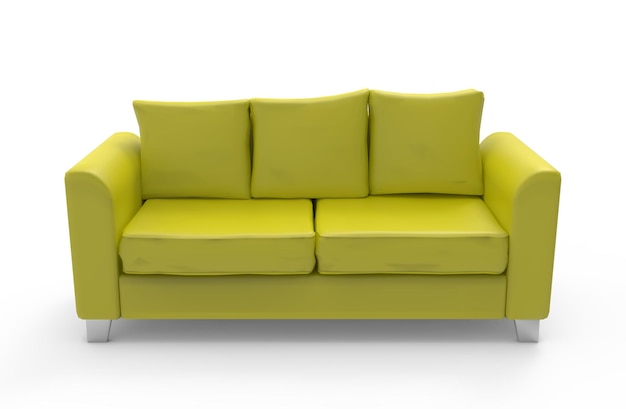 Canapé jaune isolé illustration 3d