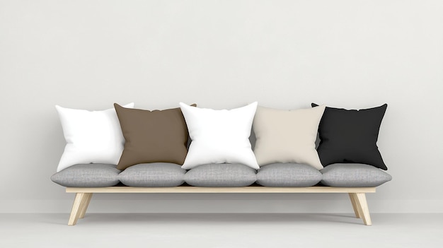 Un canapé minimaliste avec des coussins dans un salon contemporain