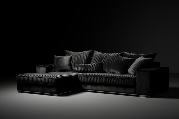 Canapé noir 3D avec surface en tissu