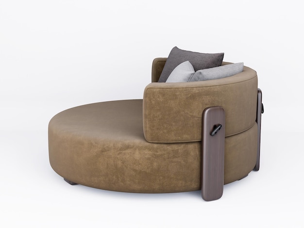 Canapé rond en tissu moderne de meubles 3d isolé sur fond blanc