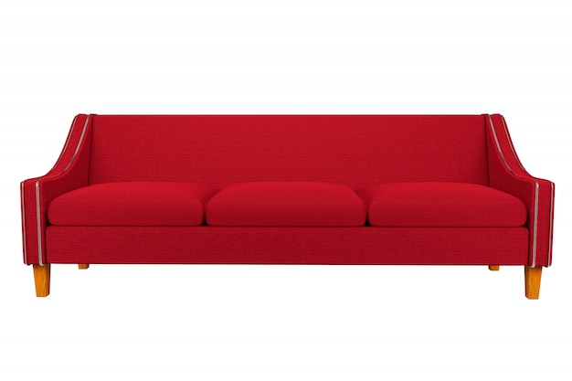 Canapé rouge et fauteuil en cuir isolé