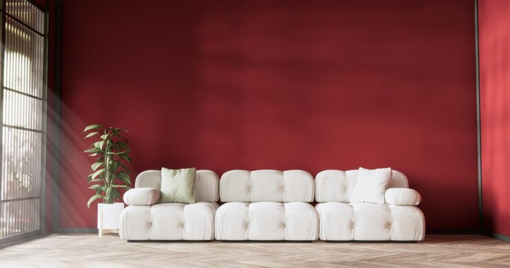 Photo canapé rouge sur valentines salon style traditionnel japonais