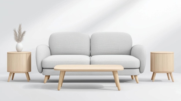 Canapé de salon moderne avec décoration naturelle design minimaliste atmosphère lumineuse