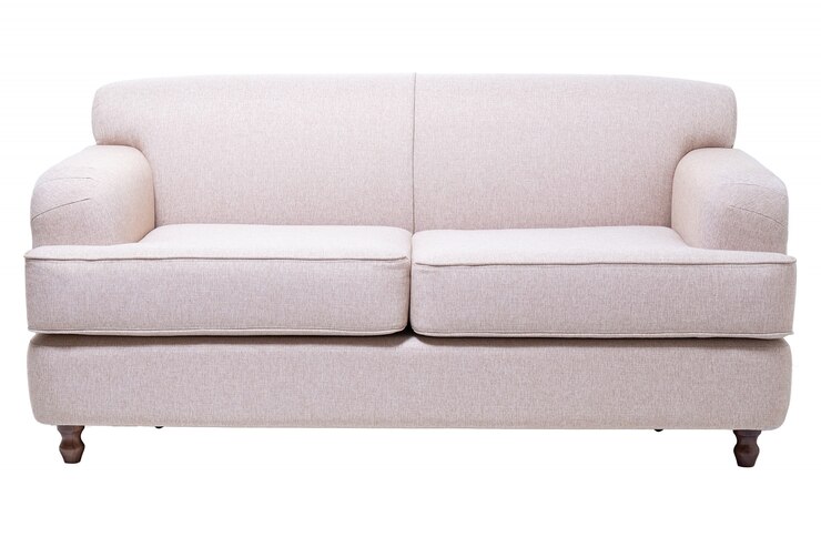 Canapé en tissu gris moderne isolé sur blanc