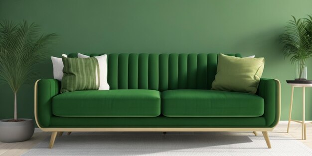 Photo canapé vert avec un coussin vert