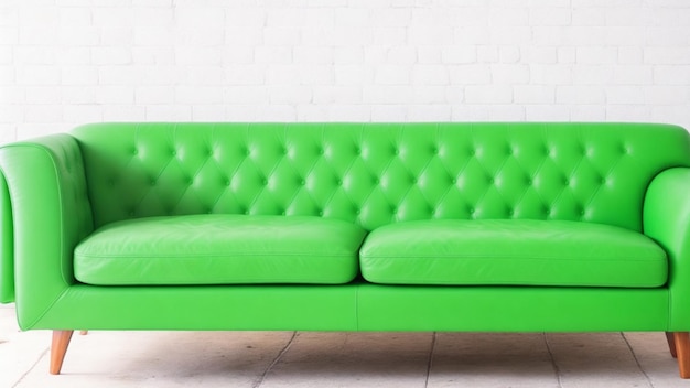 Photo un canapé vert sur un fond blanc