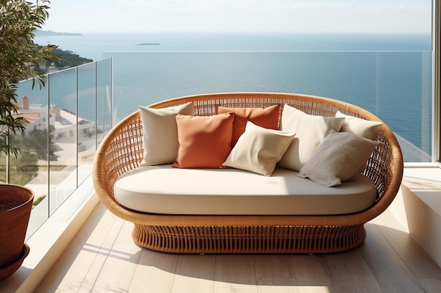 Canapé sur villa avec vue sur l'océan