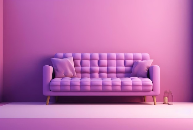 Canapé violet doux sur fond violet