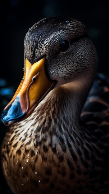 Un canard au bec noir et orange