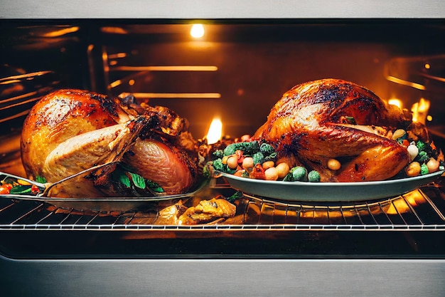 Canard entier cuit au four avec croûte rousse dans les légumes au four