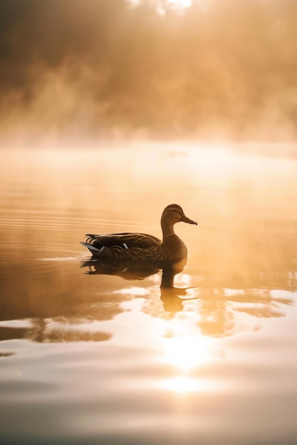 Le canard flottant sur l'eau