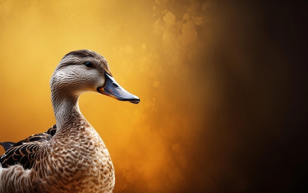 Un canard à fond jaune