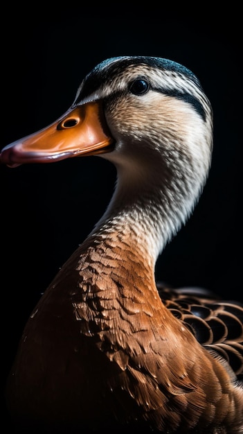 Un canard avec un fond noir