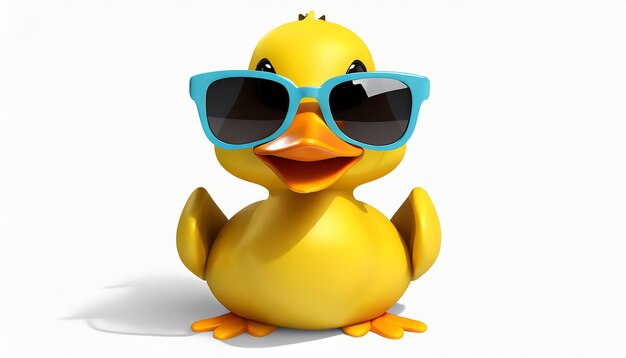 Un canard jaune avec des lunettes de soleil à la menthe.