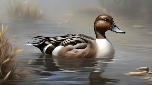 Photo un canard nage dans l'eau avec un reflet d'un canard