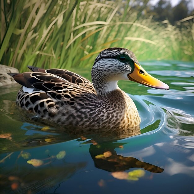 Un canard nageant dans le lac Un beau oiseau sur le fond de la nature