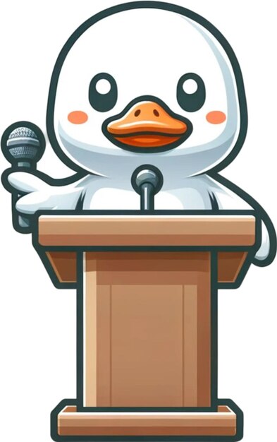 Photo un canard prononce un discours sur un podium