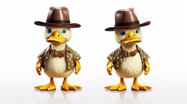 Des canards en caoutchouc à la mode portant des vêtements de cow-boy de l'ouest Ai a généré l'art 03