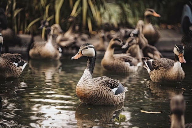 canards sur l'étang