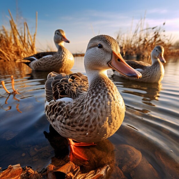 Des canards sauvages flottant sur l'eau