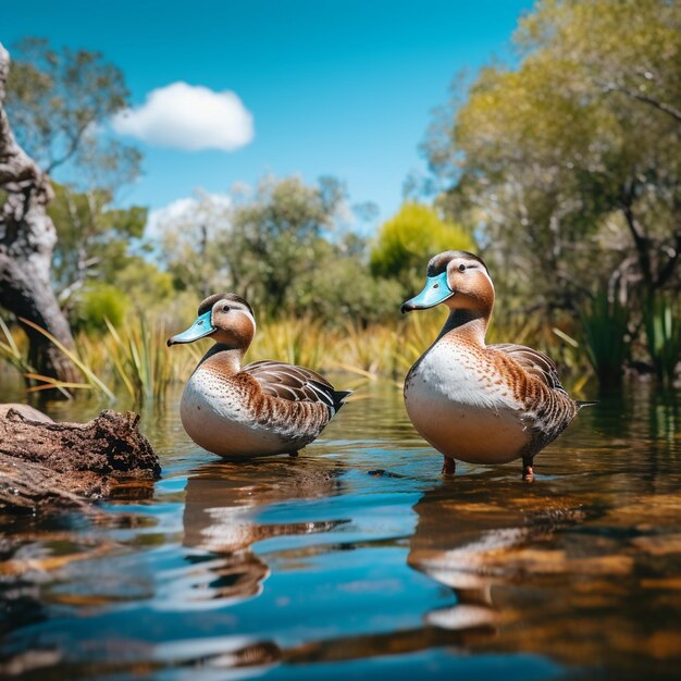 Des canards sauvages flottant sur l'eau