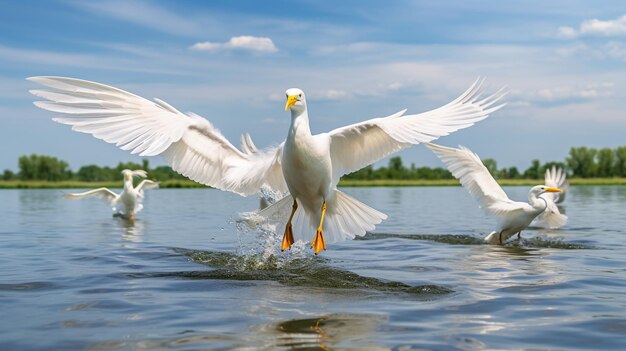 Des canards sauvages flottant sur l'eau
