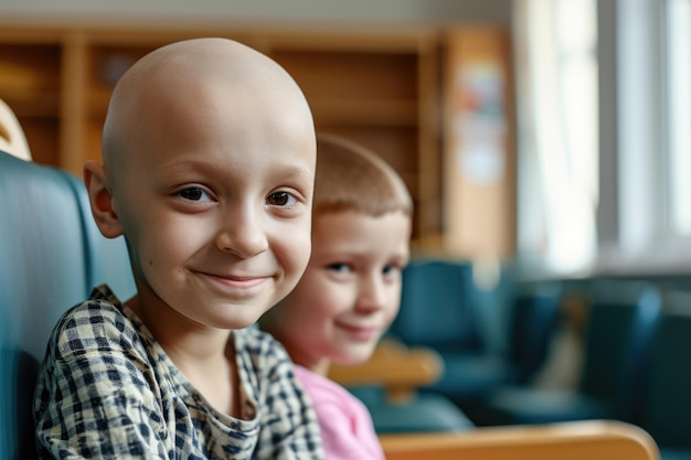 Un cancer des enfants chauves dans une salle d'hôpital vue générale