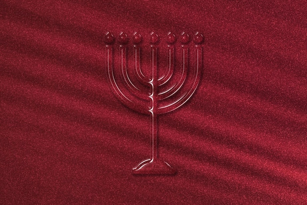 Candélabre de Hanukkah menorah, célébration hébraïque traditionnelle d'Israël, fond rouge